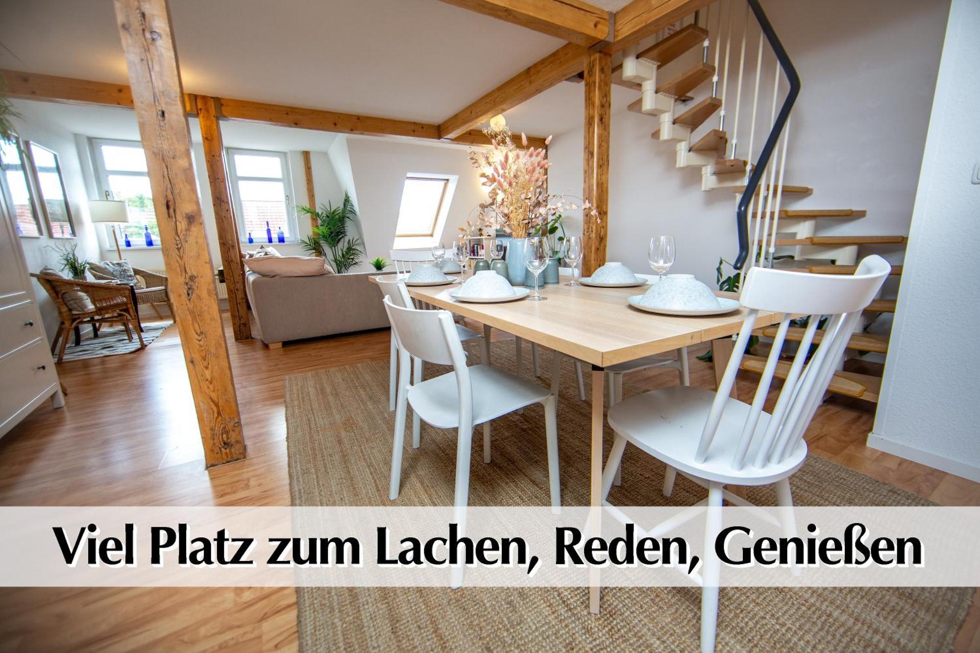 Helles 80M2 Maisonette-Loft Mit Balkon, Kingsize Bett, Smart-Tv, Etc Erfurt Buitenkant foto
