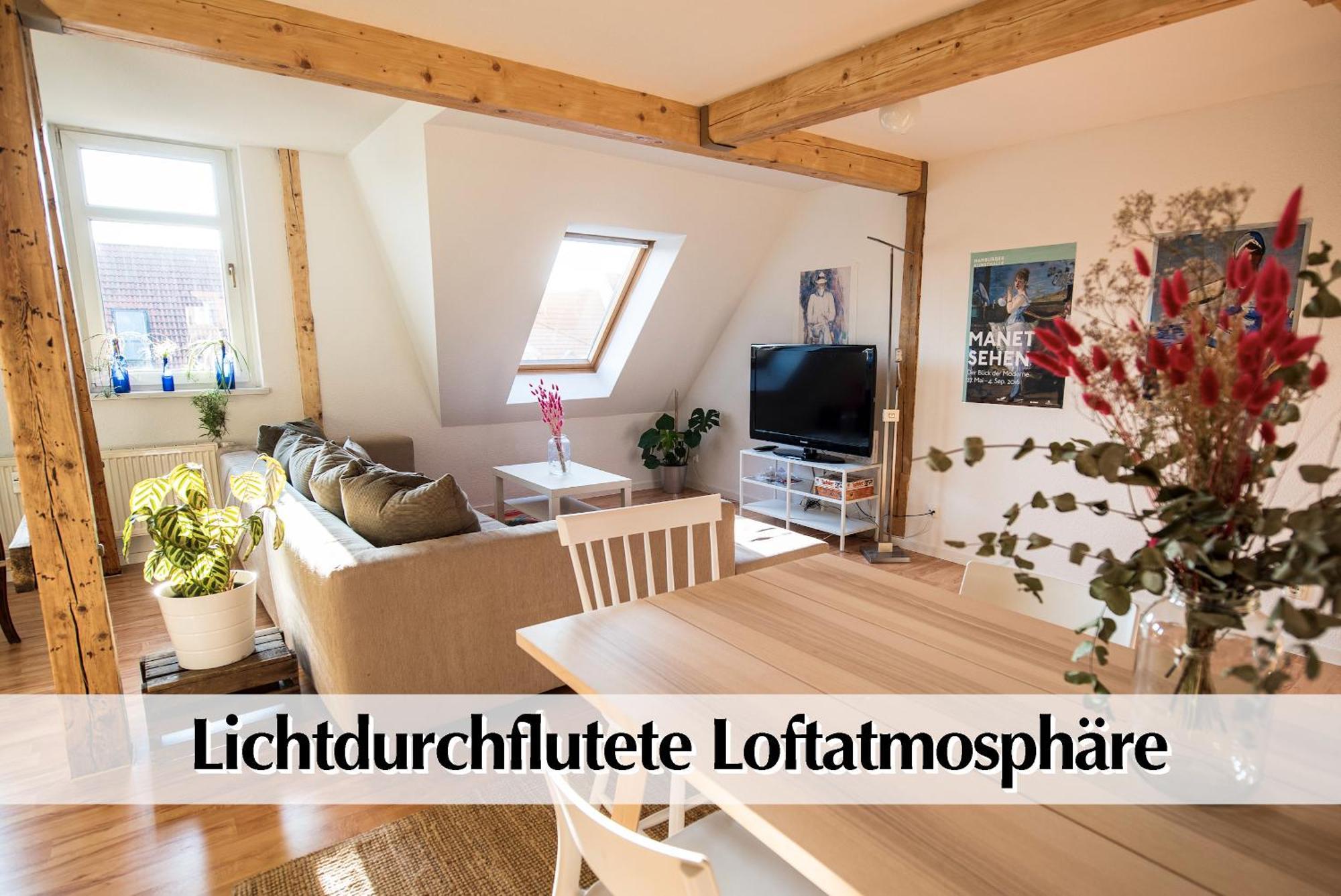 Helles 80M2 Maisonette-Loft Mit Balkon, Kingsize Bett, Smart-Tv, Etc Erfurt Buitenkant foto